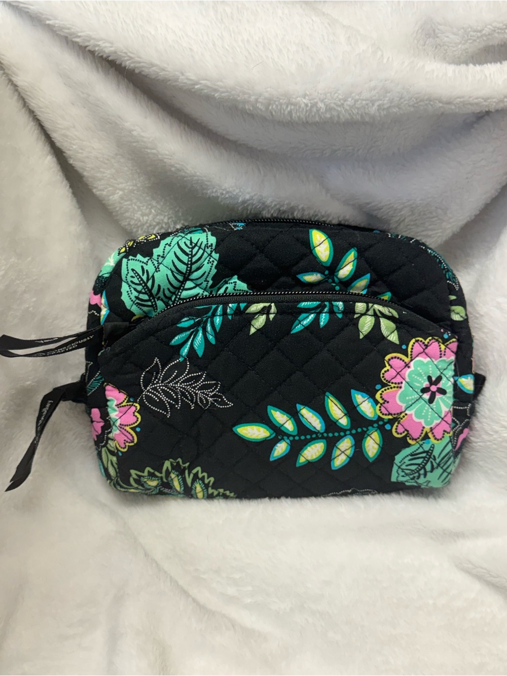 NWOT Vera Bradley Women's Medium Cotton Cosmetic Makeup Bag, PVC Liner
